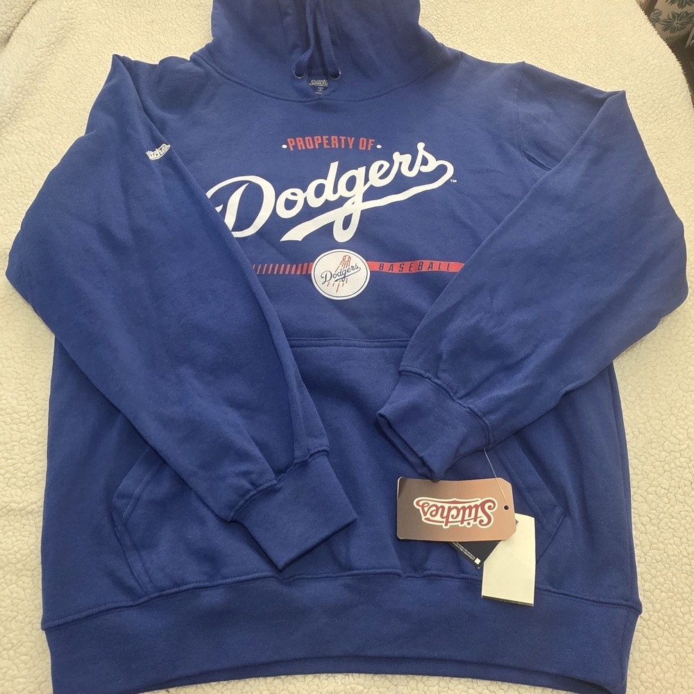 Stitches Los Angeles Dodgers Baseball Blue MLB Pullover Hoodie Sweatshirt Small